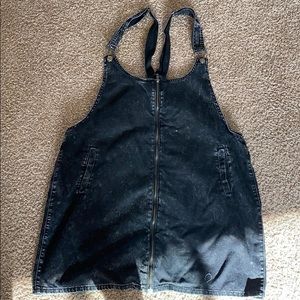 Charcoal gray denim overall dress-Plus size